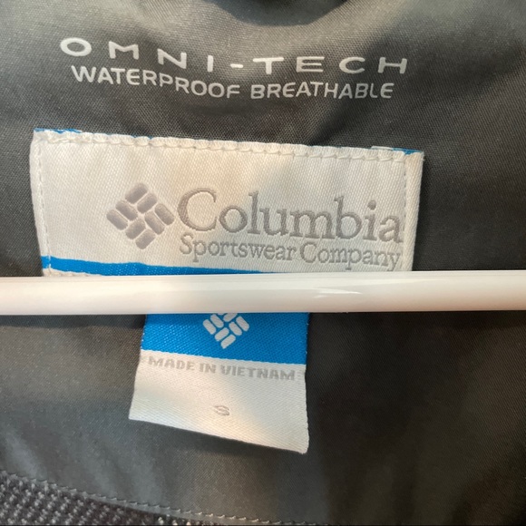Columbia gray raincoat omni-tech waterproof breathable mid-length with hood - Picture 3 of 8